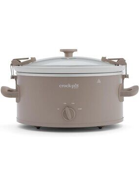 6-Quart Manual Slow Cooker - Stylish Alpaca Brown Design, Perfect for Meal Prep